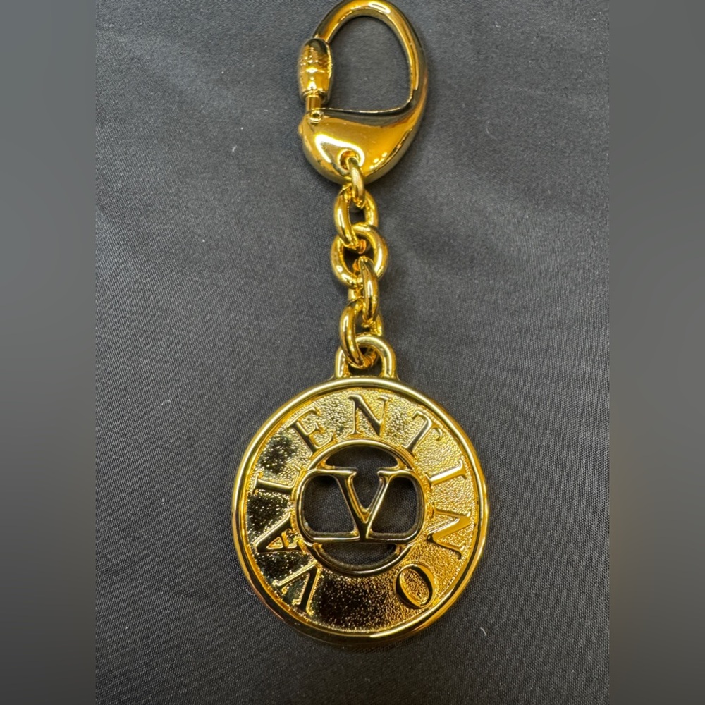 Valentino “V” Logo Gold Keychain